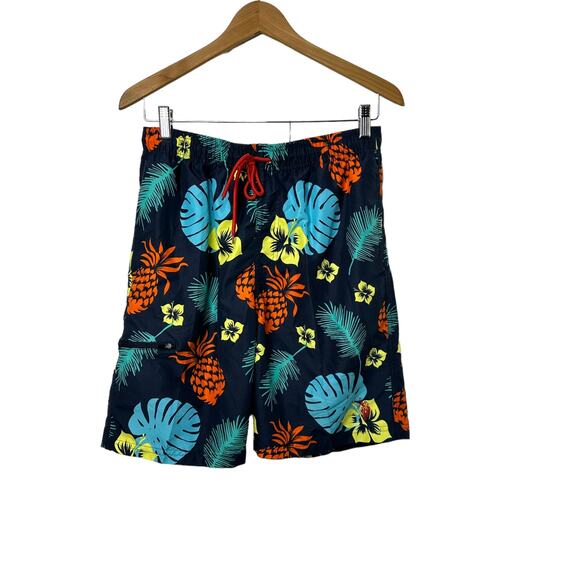 US Polo Assn Navy Blue Tropical Lined Swim Trunks Men's Size Medium - Picture 1 of 7